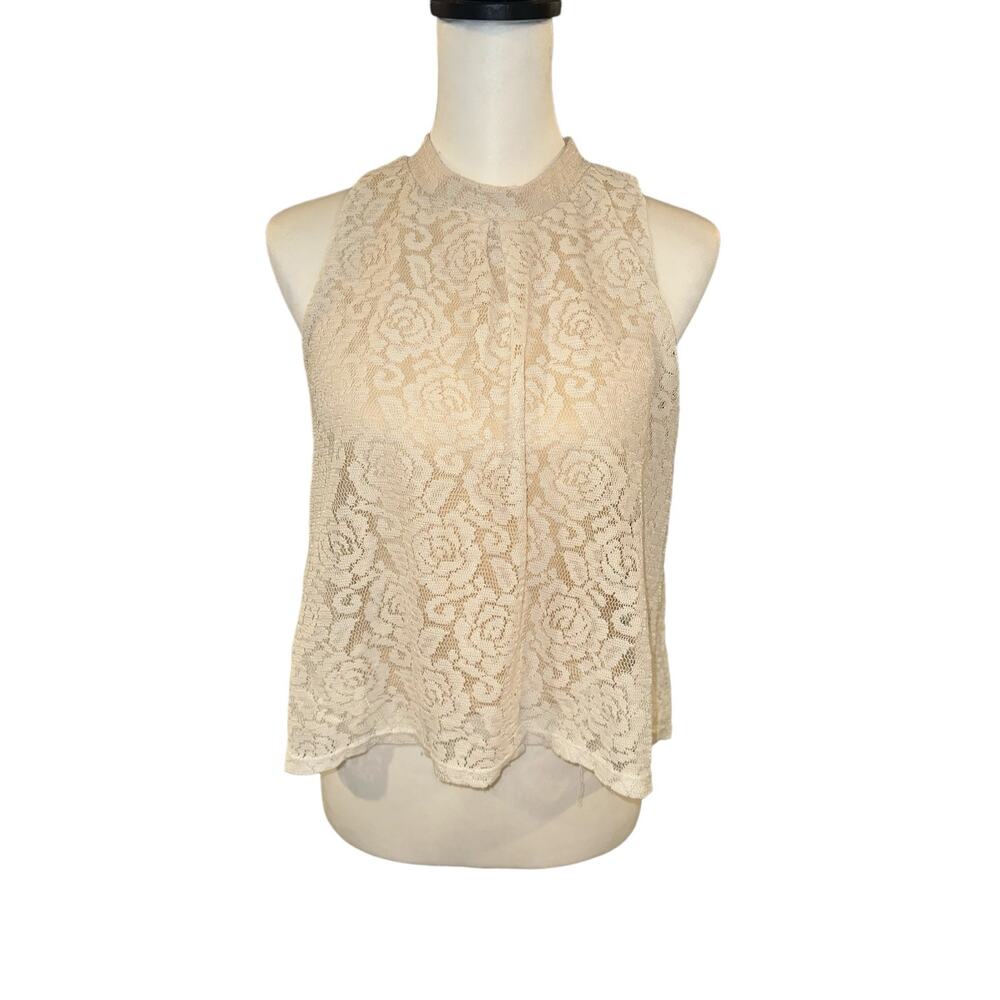 Love Fire Medium Tan Lace Sleeveless Top - Picture 1 of 3